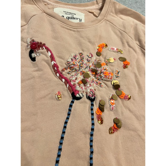 Soft Gallery Chaz Sweatshirt Kids 6Y Sequin Embroidered Flamingo Pullover Peach - Picture 11 of 16